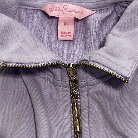 Lilly Pulitzer Women's XS Purple 1/2 Zip Lightweight Sweatshirt Lace Shoulders - Picture 5 of 6